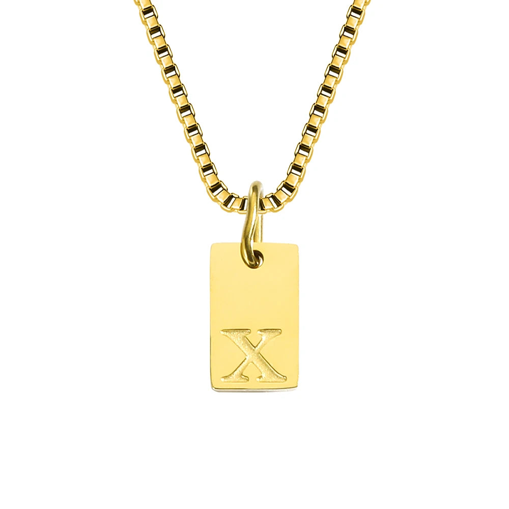 Initial Square Pendant Necklace