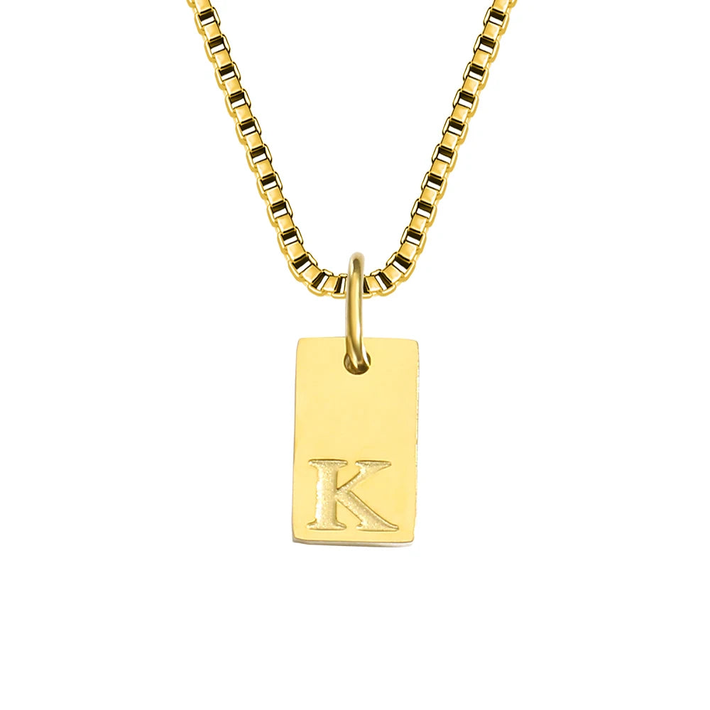 Initial Square Pendant Necklace
