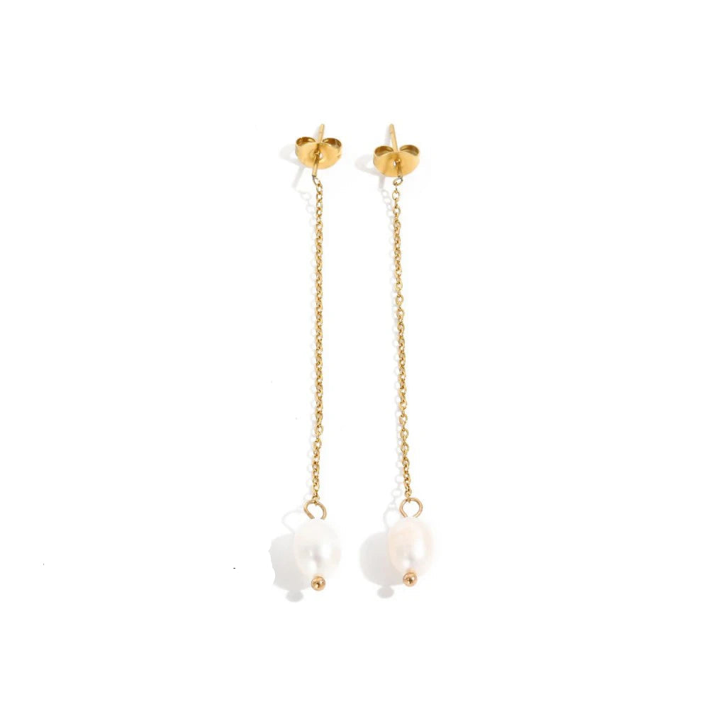 Zita Freshwater Pearl Chain Dangle Earrings