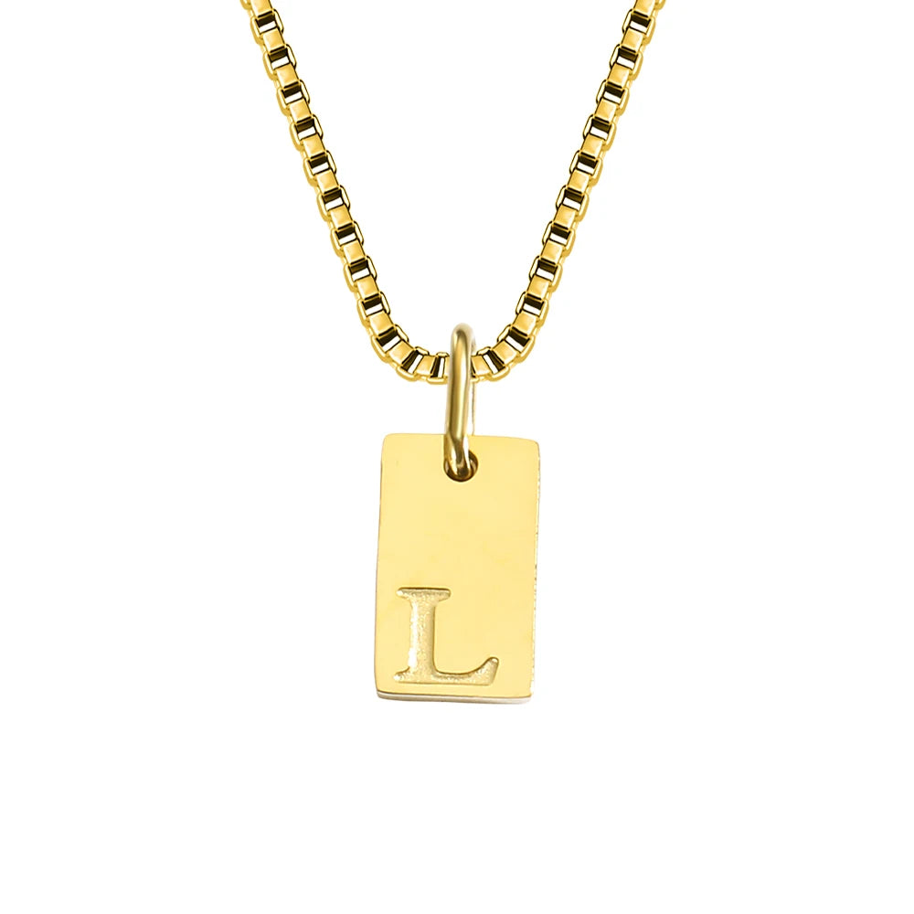 Initial Square Pendant Necklace