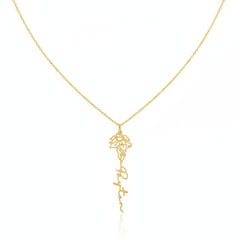 Personalized Birth Month Botanical Flower Pendant Necklace