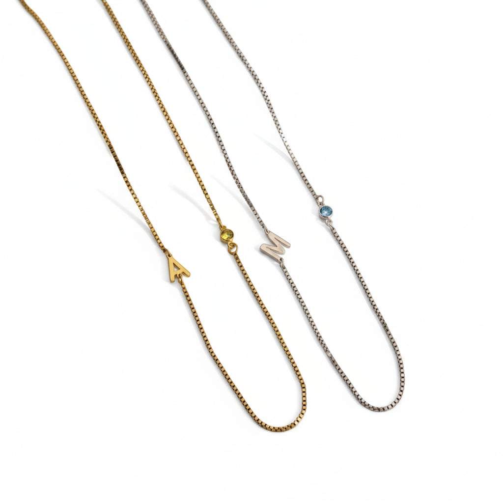 Birthstone Monogram Initial Necklace