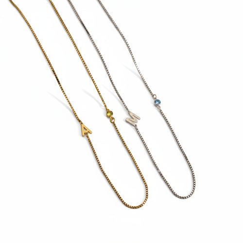 Birthstone Monogram Initial Necklace