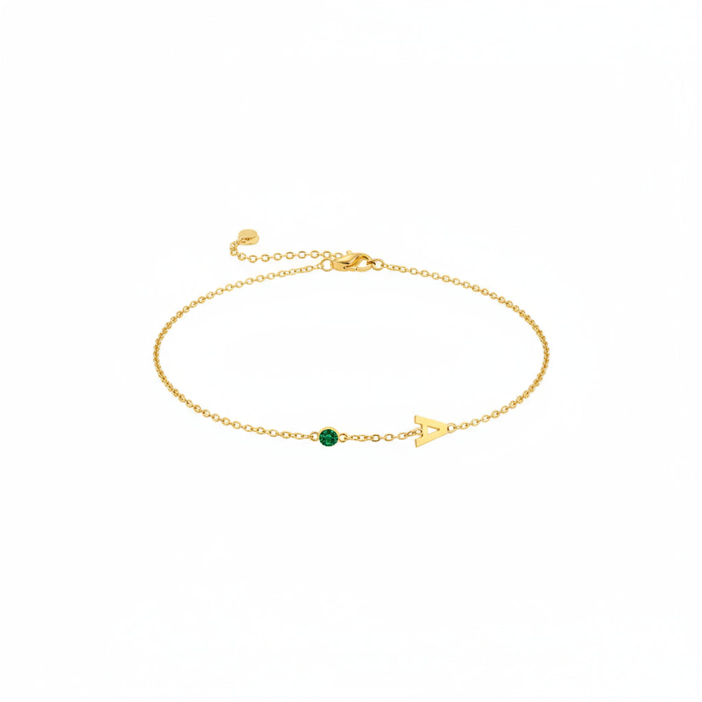 Personalized Birthstone Initial Charm Bracelet