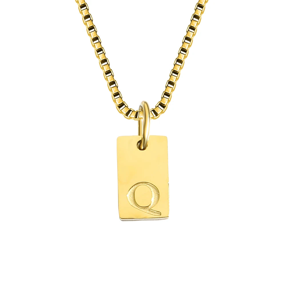 Initial Square Pendant Necklace