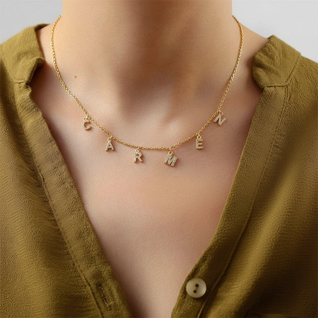 Aubrey Zirconia Initial Choker Necklace