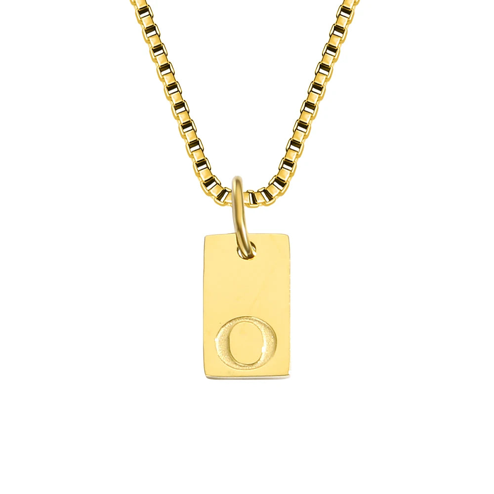 Initial Square Pendant Necklace