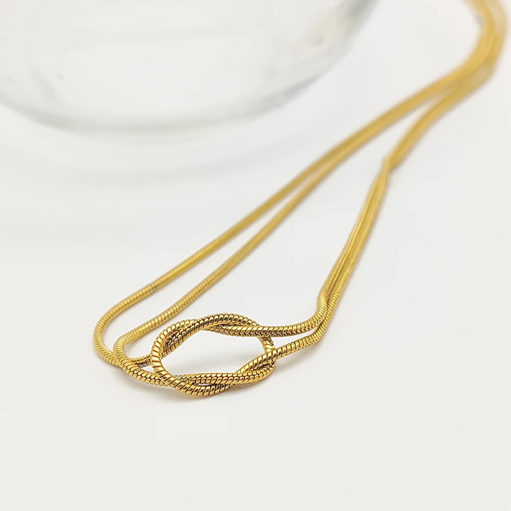 Double-Layer Snake Bone Knot Necklace