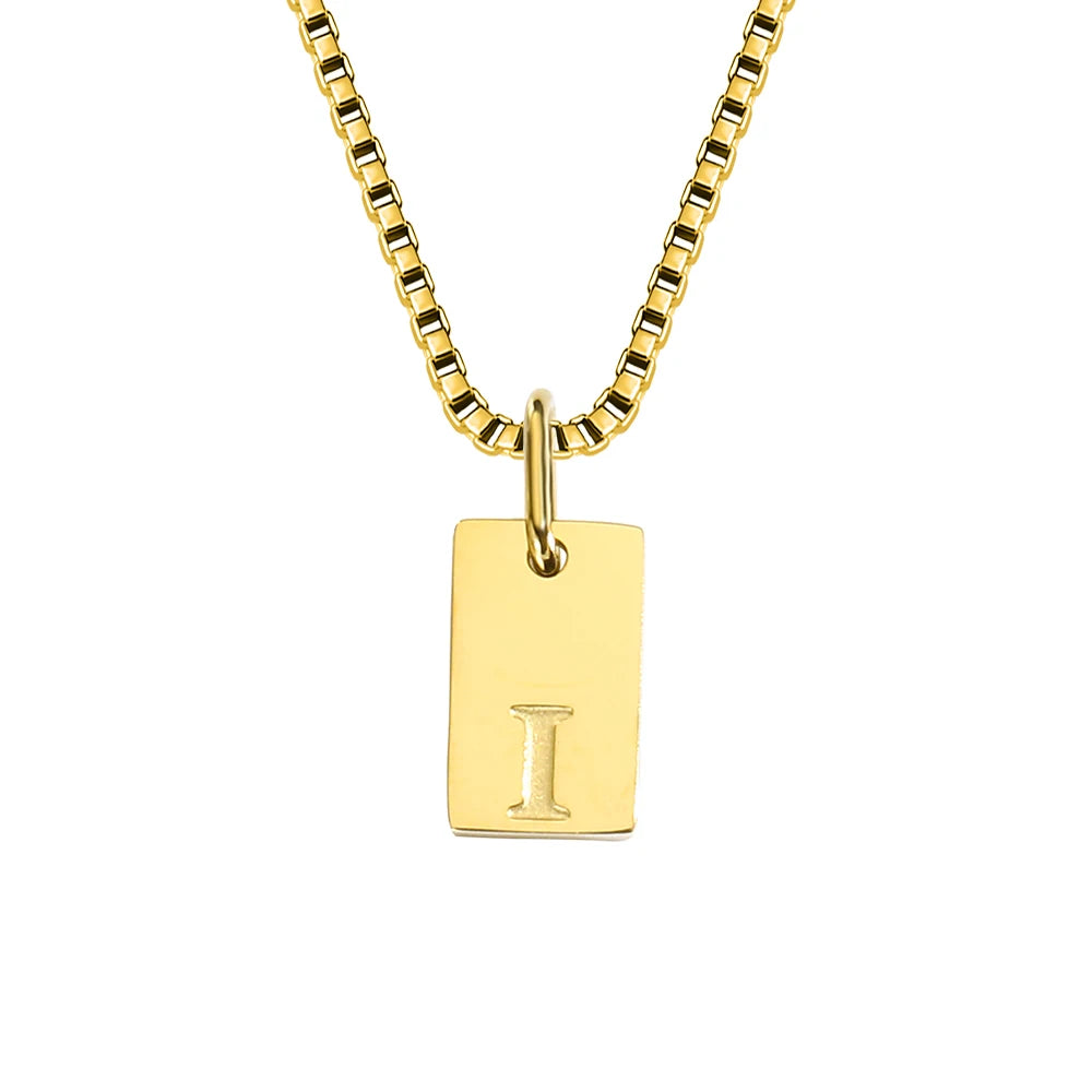 Initial Square Pendant Necklace