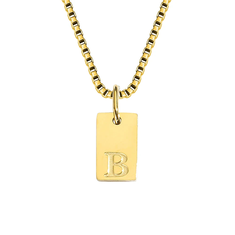 Initial Square Pendant Necklace