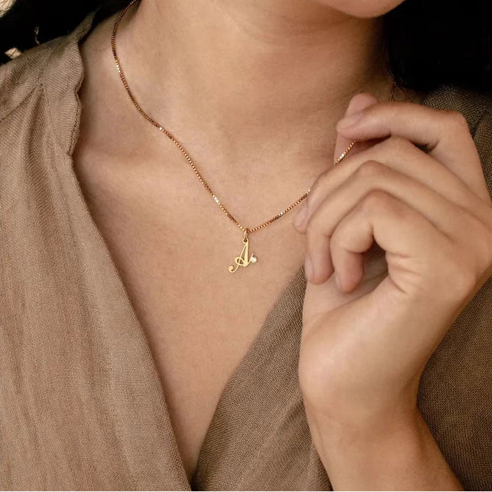 Personalized Initial Birthstone Pendant Necklace