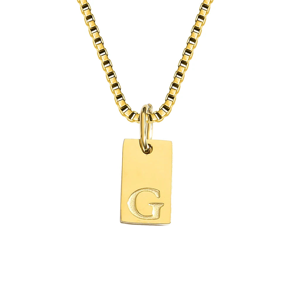 Initial Square Pendant Necklace