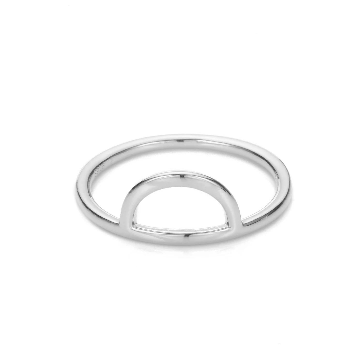 Half Moon Hollow Semicircle Ring