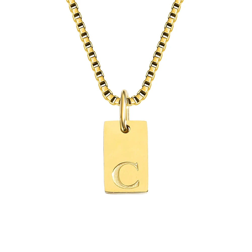 Initial Square Pendant Necklace