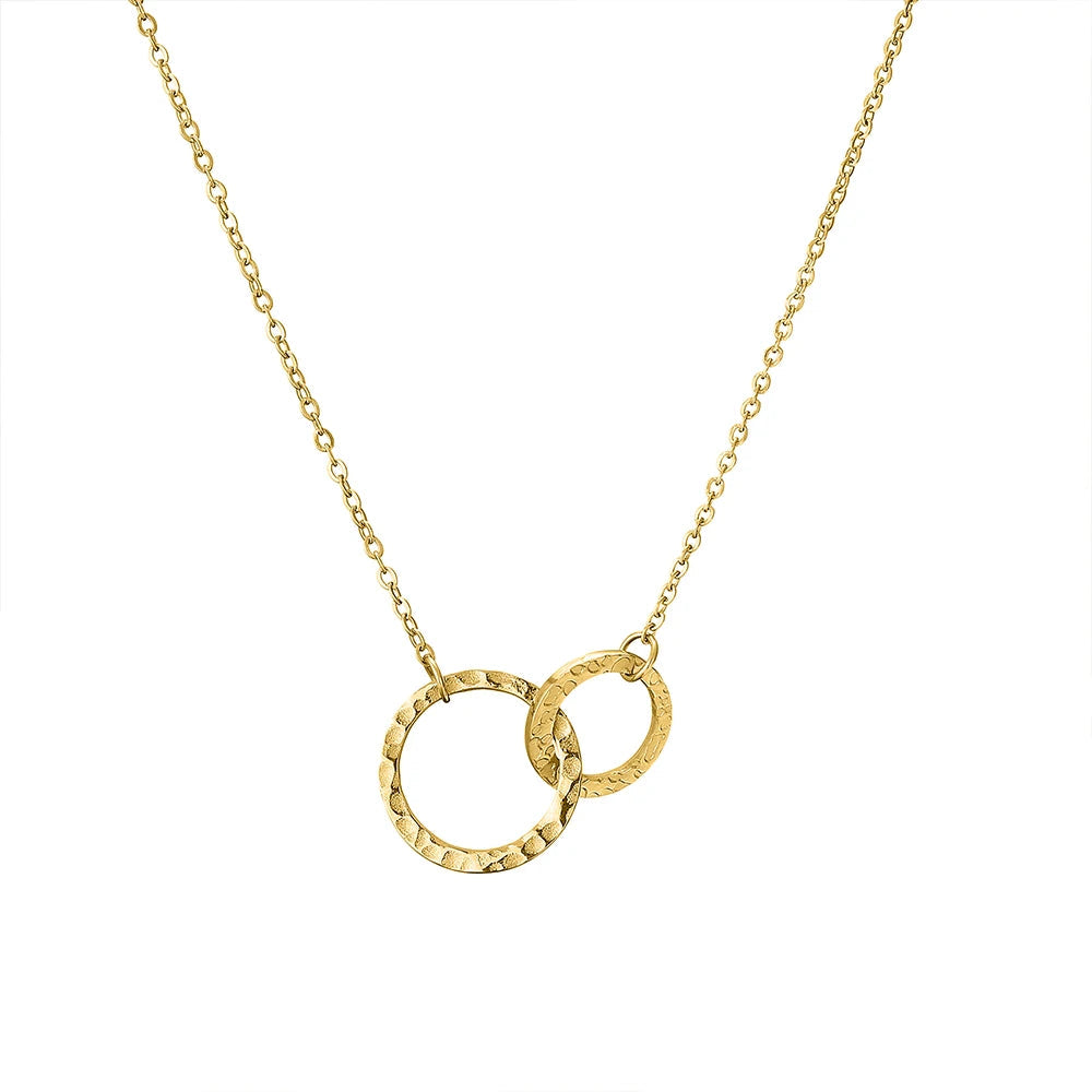 Double Circle Link Pendant Necklace