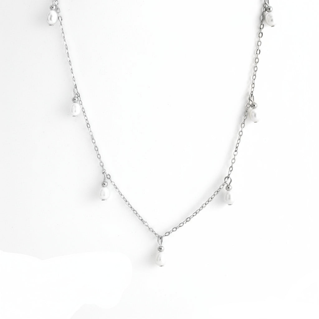 White Pearl Tassel Necklace