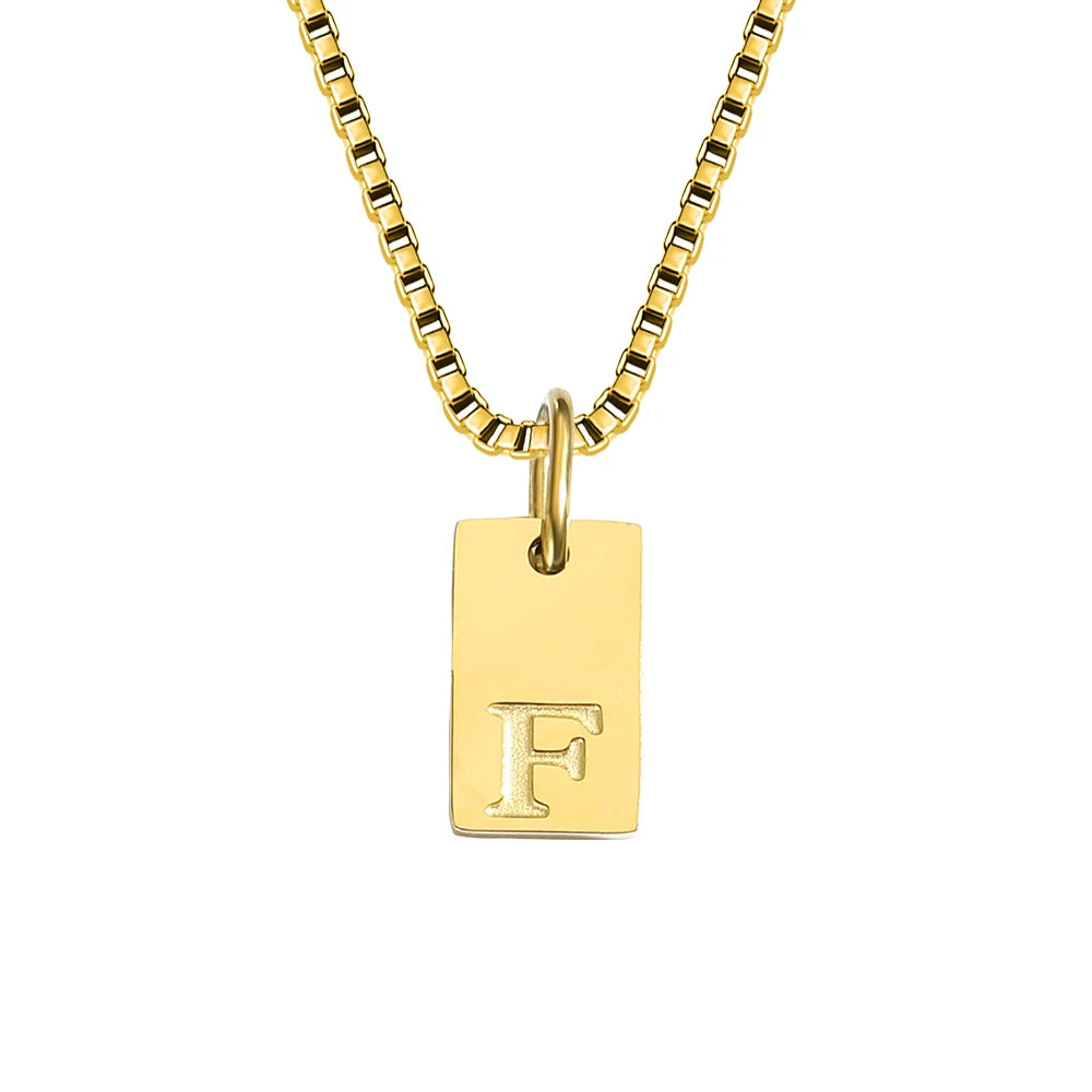 Initial Square Pendant Necklace