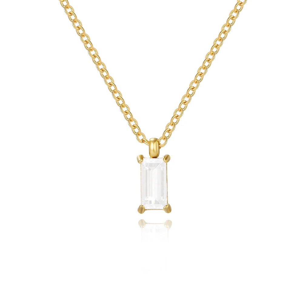 Rectangular Zirconia Pendant Necklace