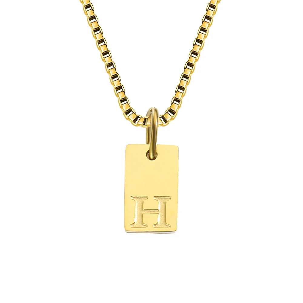 Initial Square Pendant Necklace