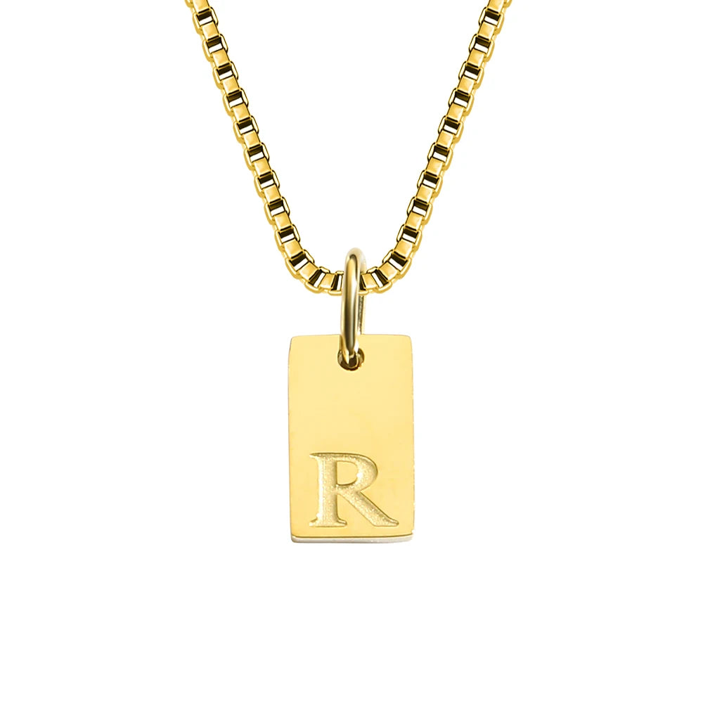 Initial Square Pendant Necklace