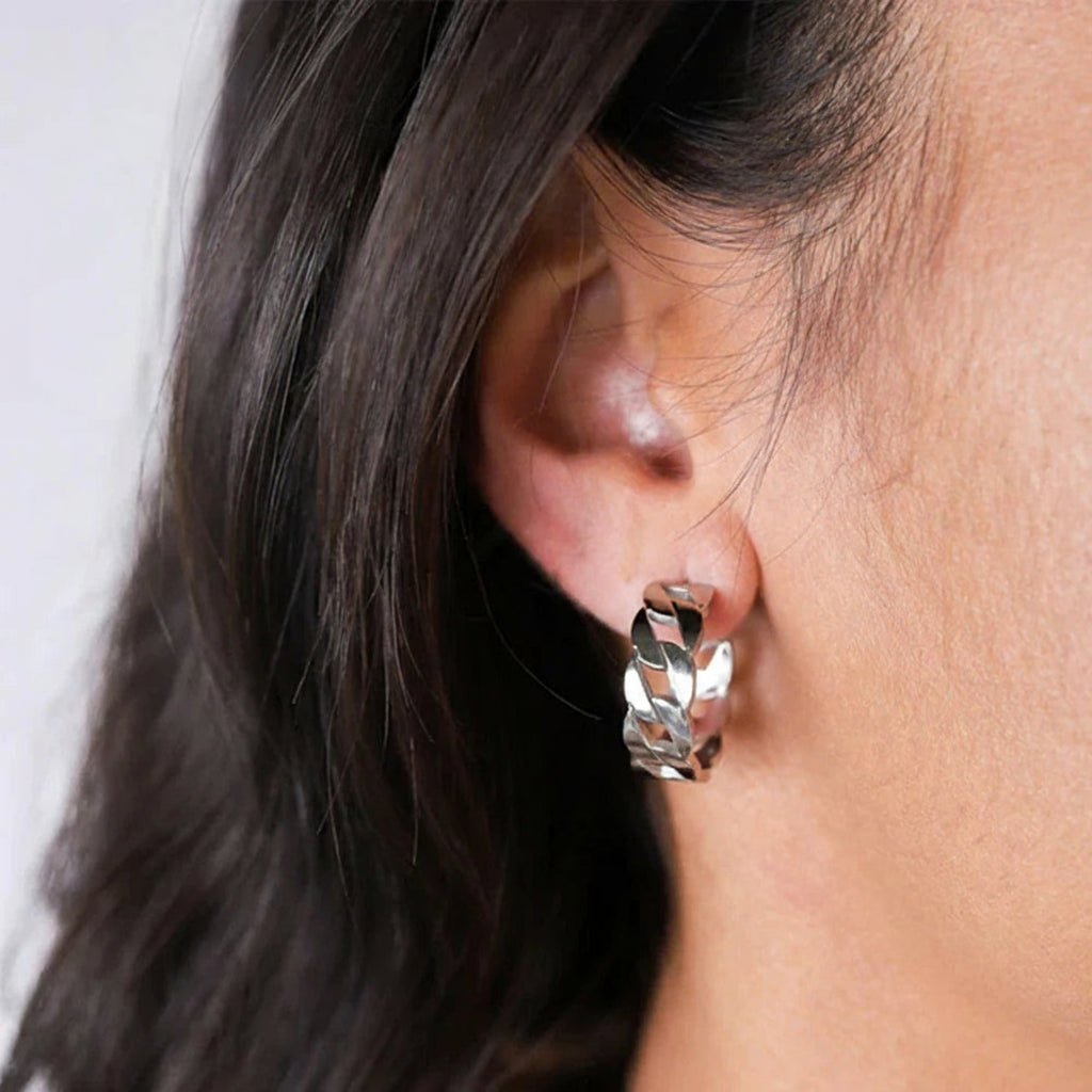 Cuban Chain Huggie Earrings