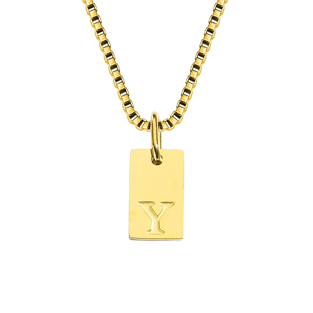 Initial Square Pendant Necklace
