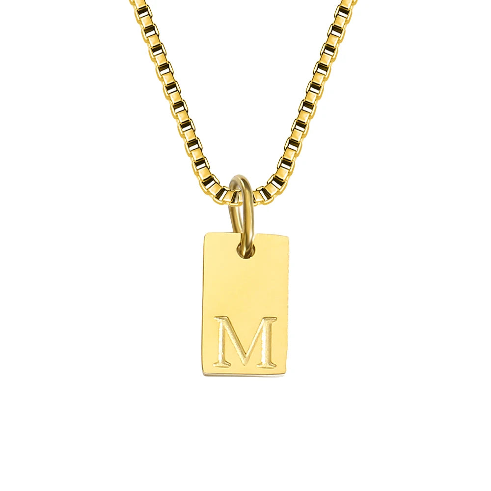 Initial Square Pendant Necklace