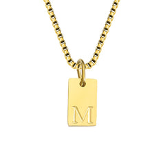 Initial Square Pendant Necklace