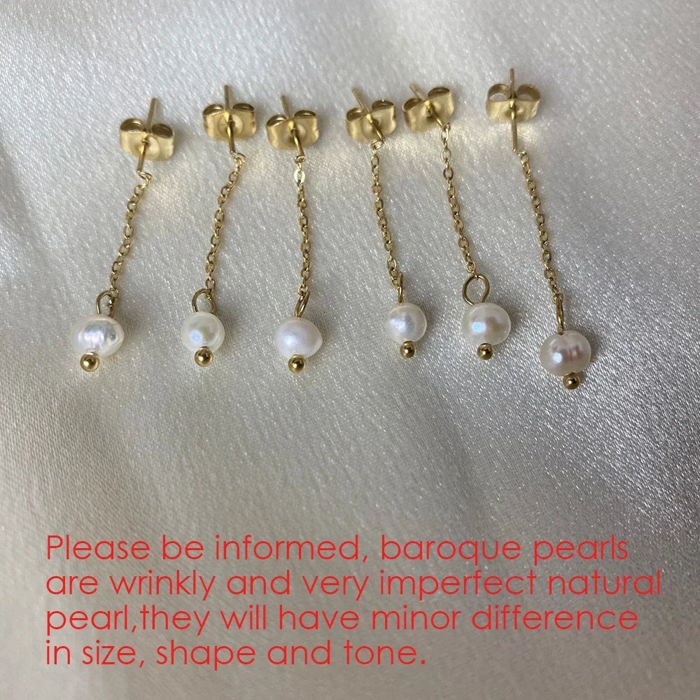 Zita Freshwater Pearl Chain Dangle Earrings
