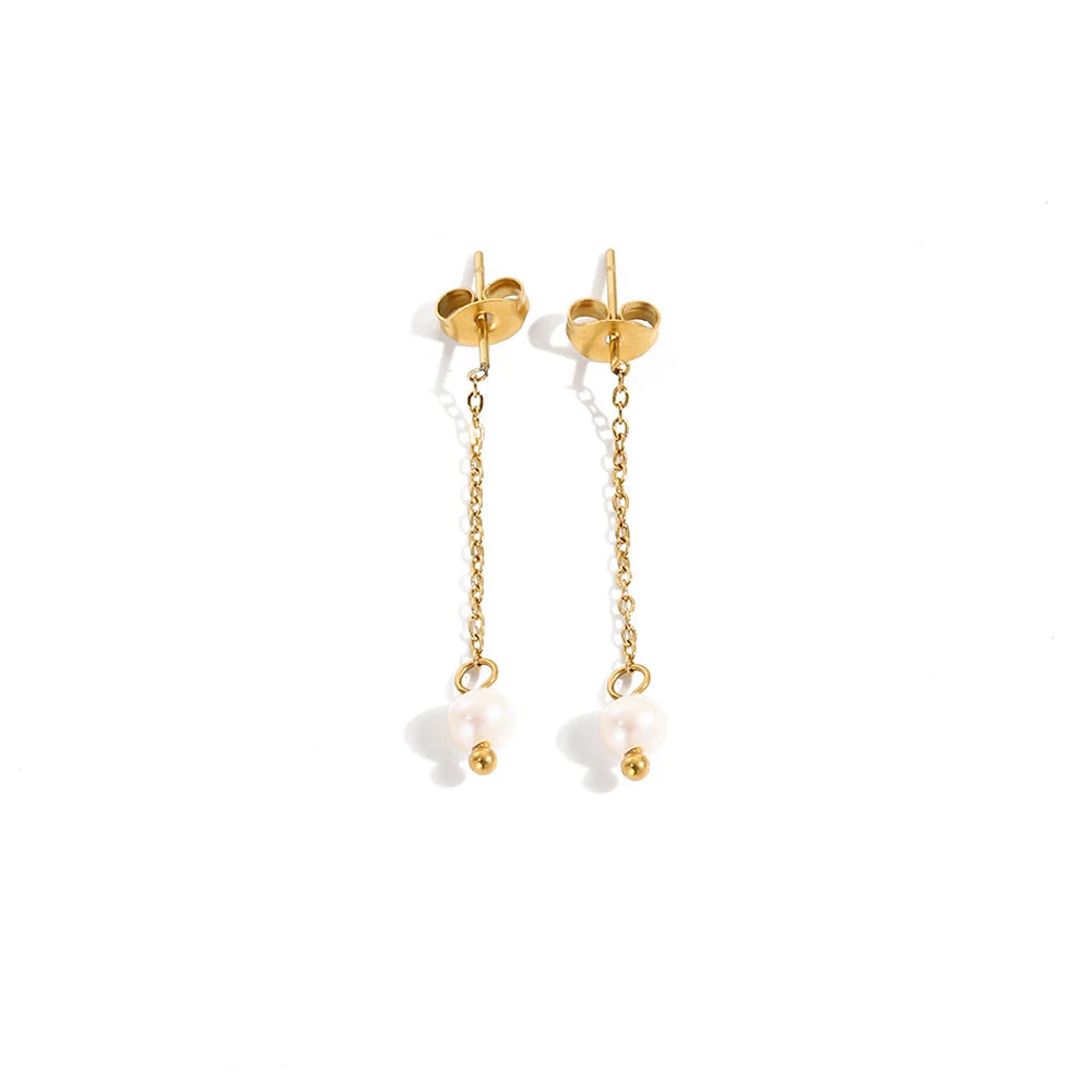 Zita Freshwater Pearl Chain Dangle Earrings