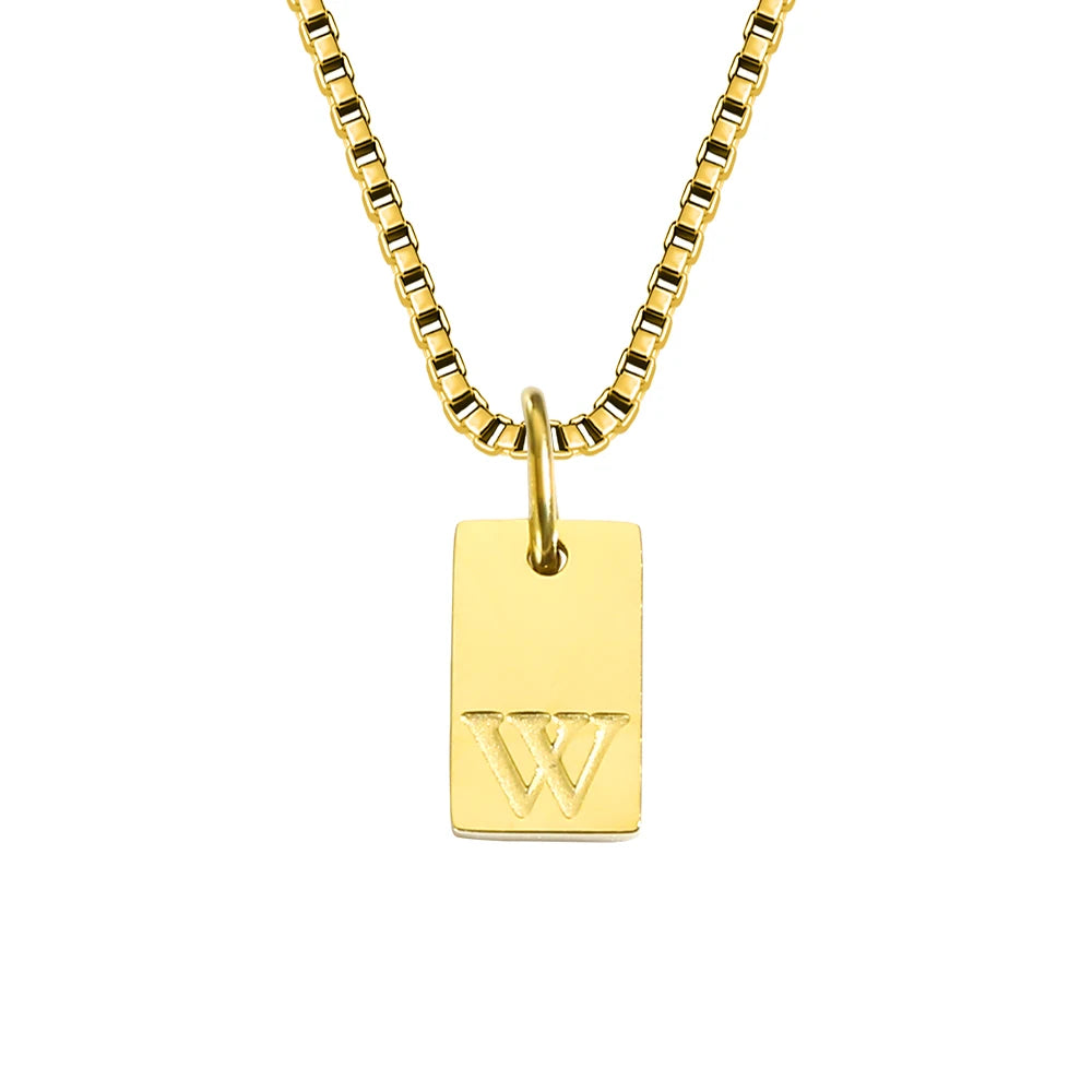 Initial Square Pendant Necklace