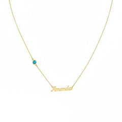 Personalized Name Birthstone Gem Necklace