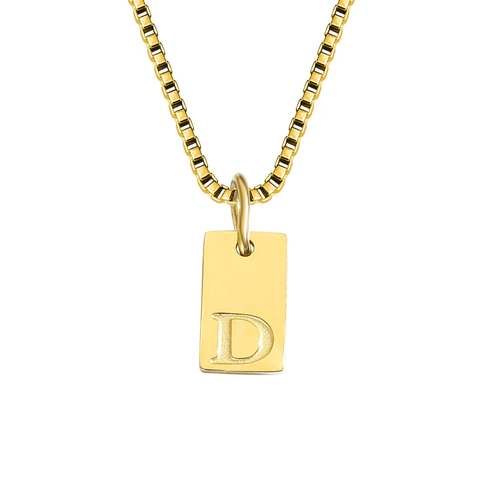 Initial Square Pendant Necklace