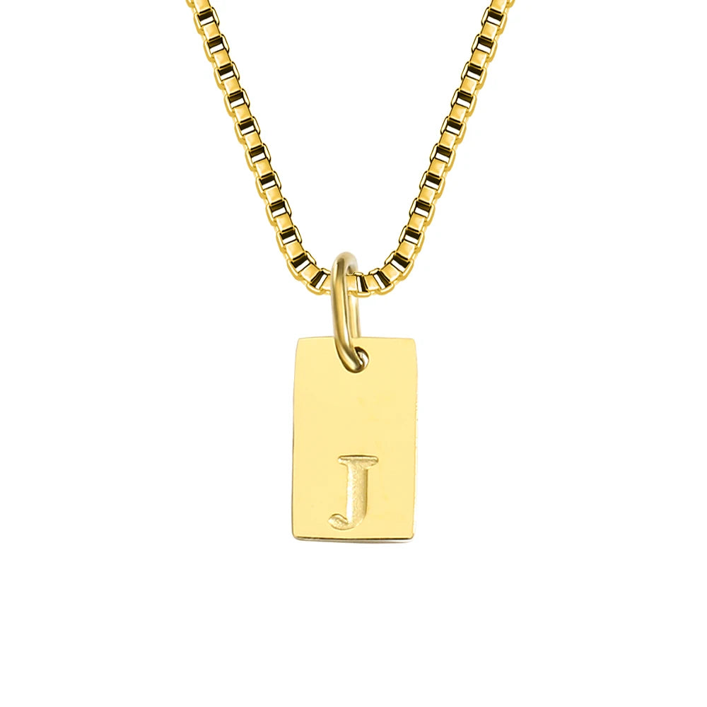 Initial Square Pendant Necklace