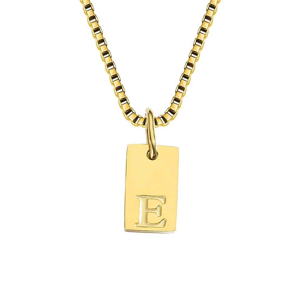 Initial Square Pendant Necklace