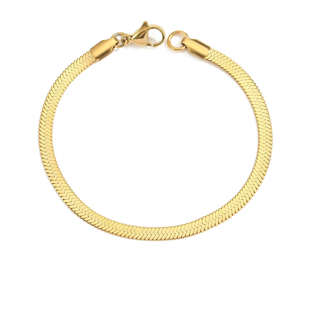 Gold Flat Snake Bone Bracelet
