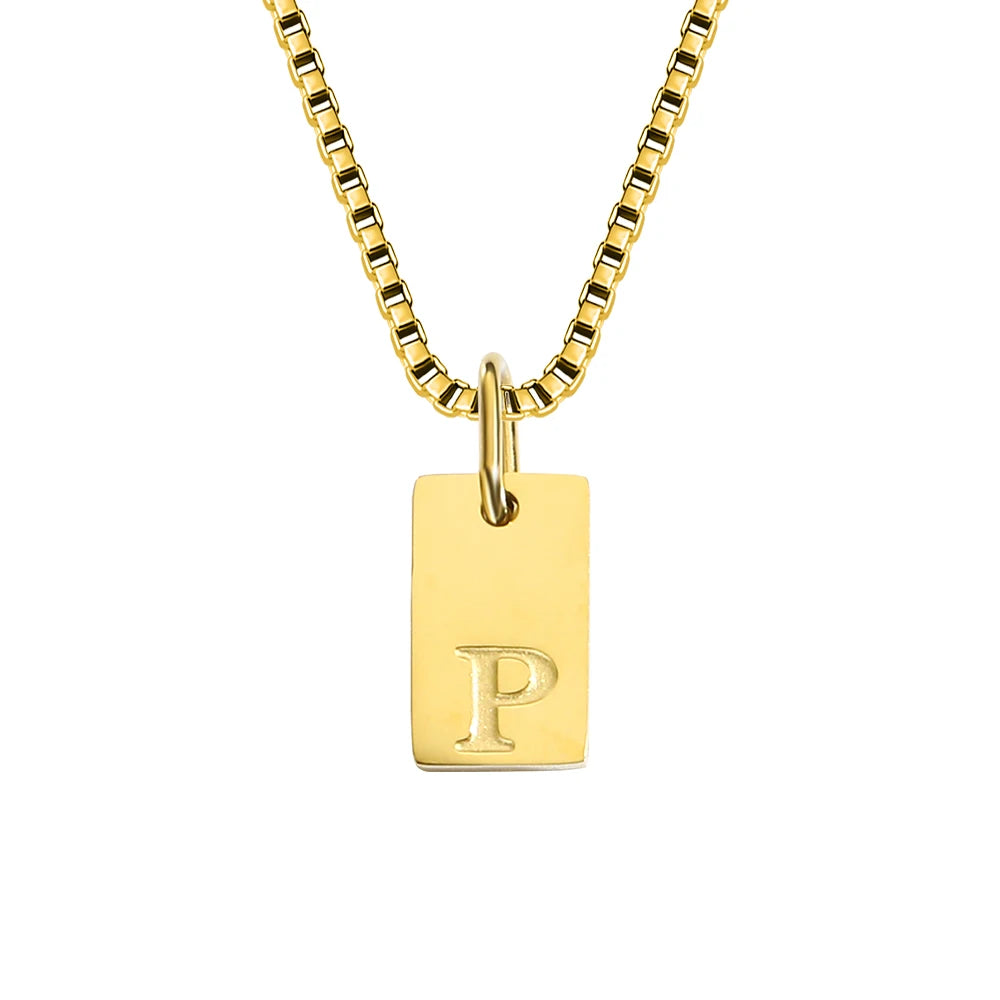 Initial Square Pendant Necklace