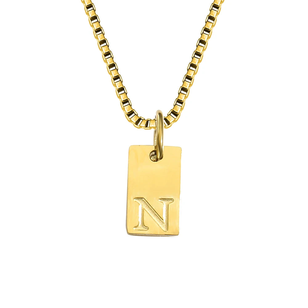 Initial Square Pendant Necklace