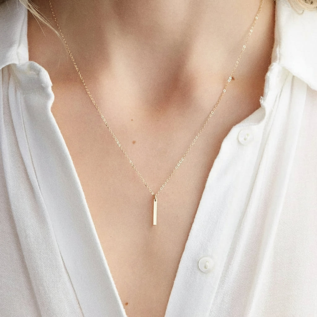 Minimalist Vertical Bar Pendant Necklace