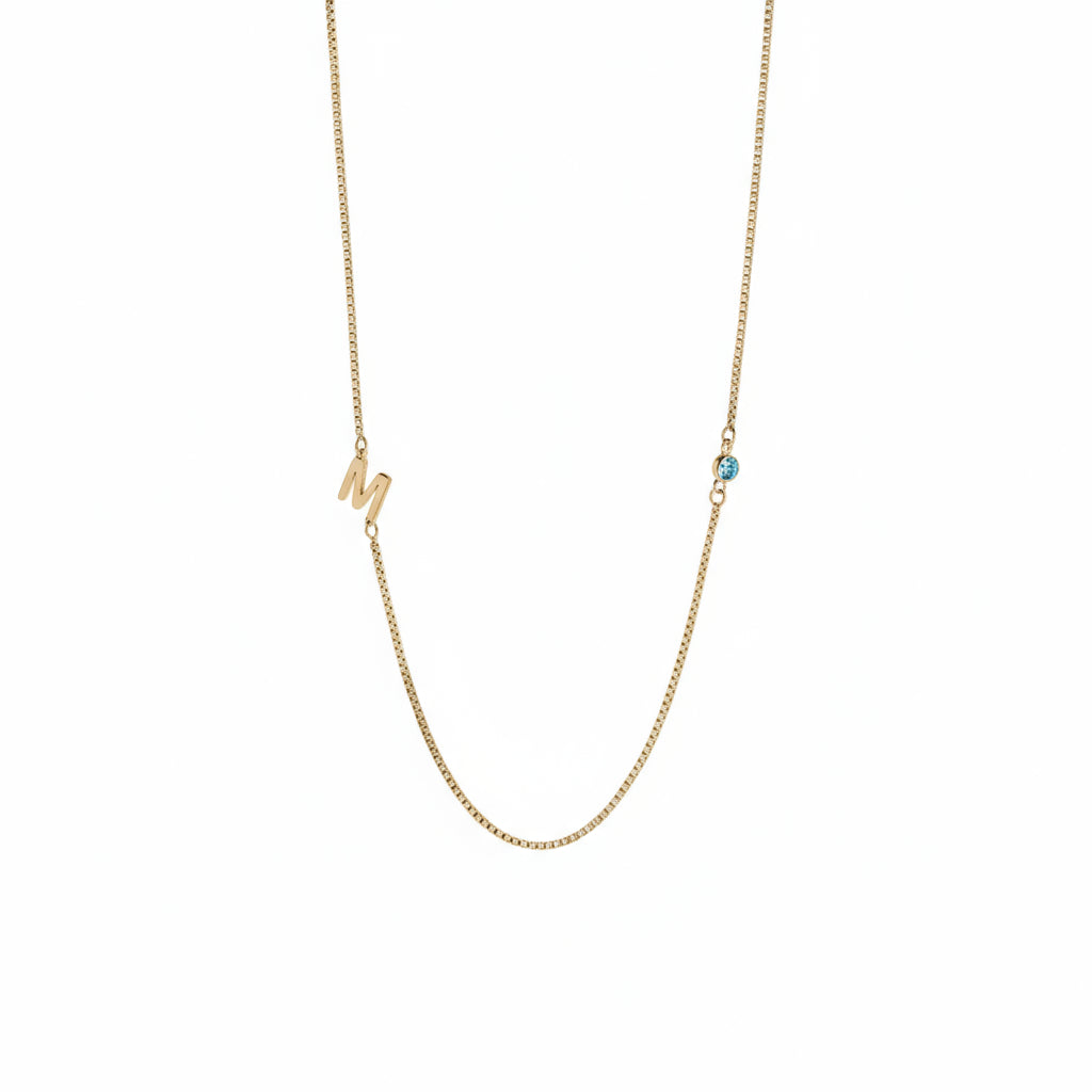 Birthstone Monogram Initial Necklace