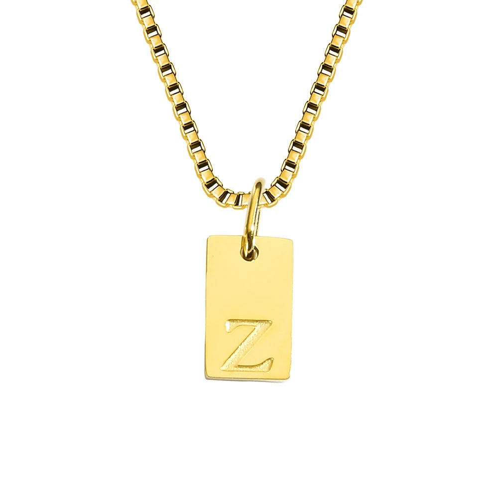 Initial Square Pendant Necklace
