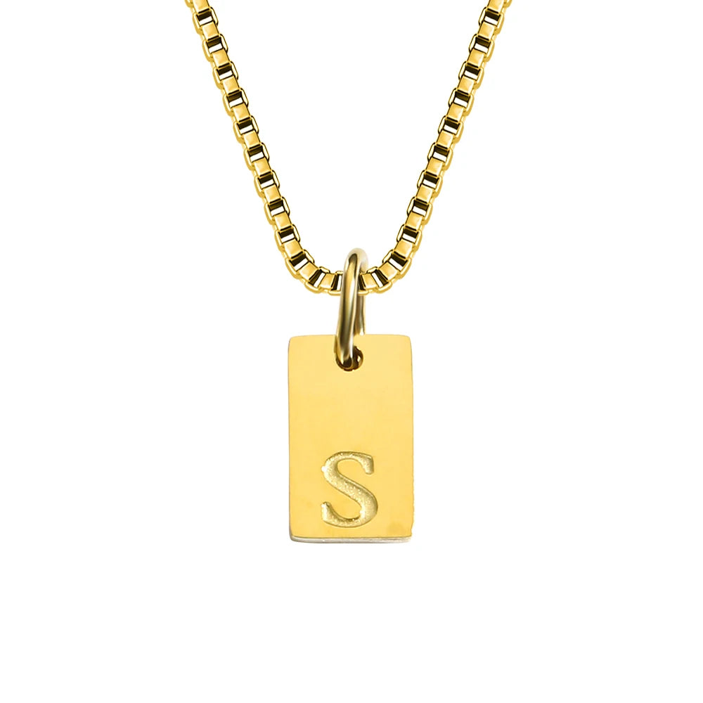 Initial Square Pendant Necklace