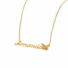 Personalized Name Butterfly Pendant Necklace