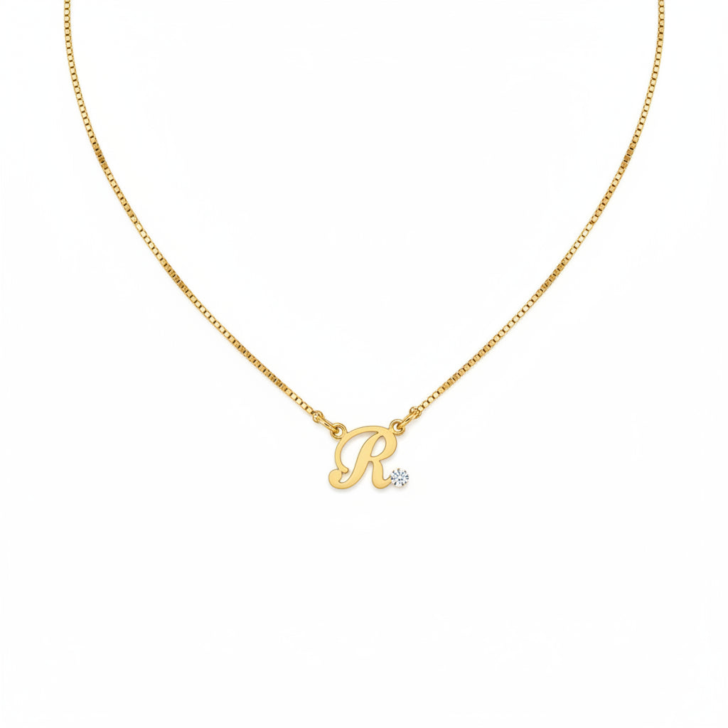 Personalized Initial Birthstone Pendant Necklace