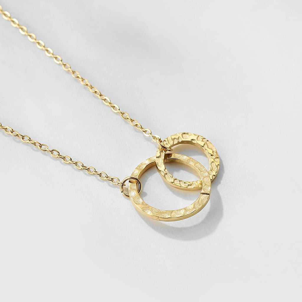 Double Circle Link Pendant Necklace